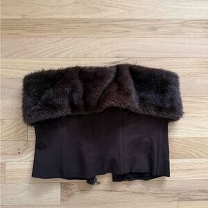 Camila Coelho Dark Brown Fur Trim Top